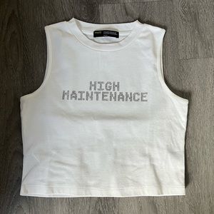 White “High Maintenance” tank top